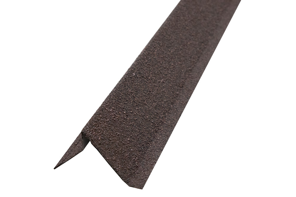 Планка ветровая Grand Line c базальтовой крошкой для мягкой кровли 60х30х90 Фартук S5 роки коричневый 1,25м