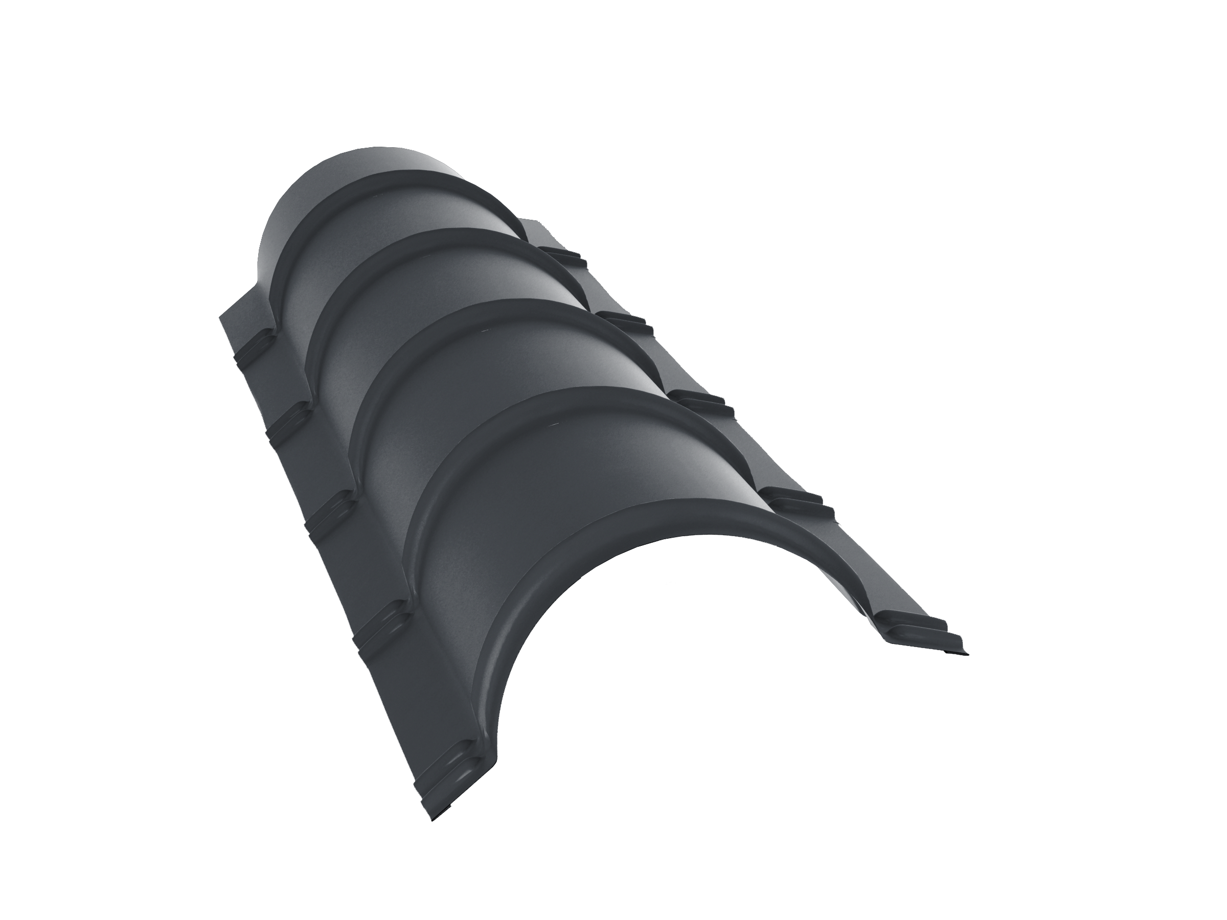 Планка конька полукруглого 0,5 PurPro Matt 275 RAL 7024 мокрый асфальт (1,97м)