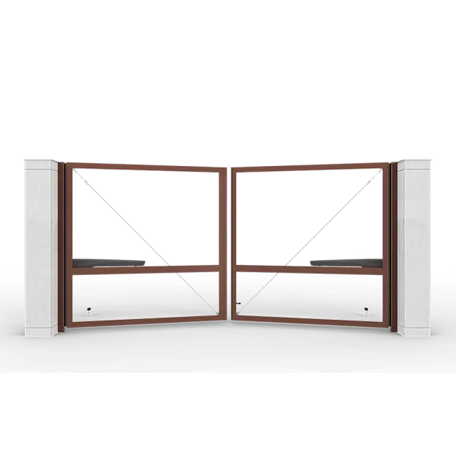 Шоколадные автоматические распашные ворота Prestige без заполнения 4 на 2 метра с приводом AM-3000KIT