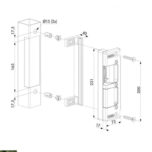 Электрическая защелка для врезных замков LOCINOX SEH-R