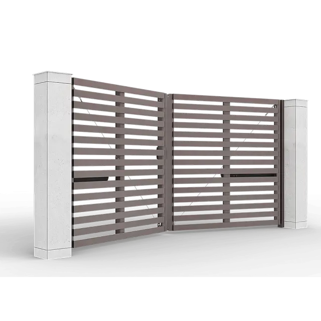 Серо-коричневые автоматические распашные ворота Prestige 4 на 2 метра с приводом AM-3000KIT