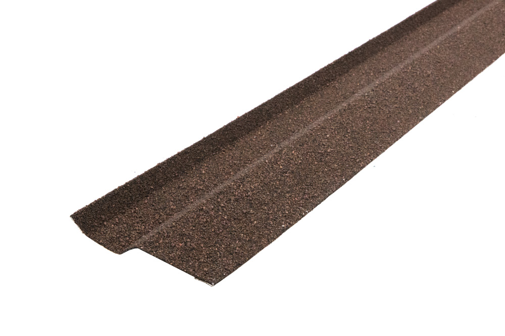 Планка примыкания внакладку Фартук S6 Grand Line c базальтовой крошкой коричневая 1,25м