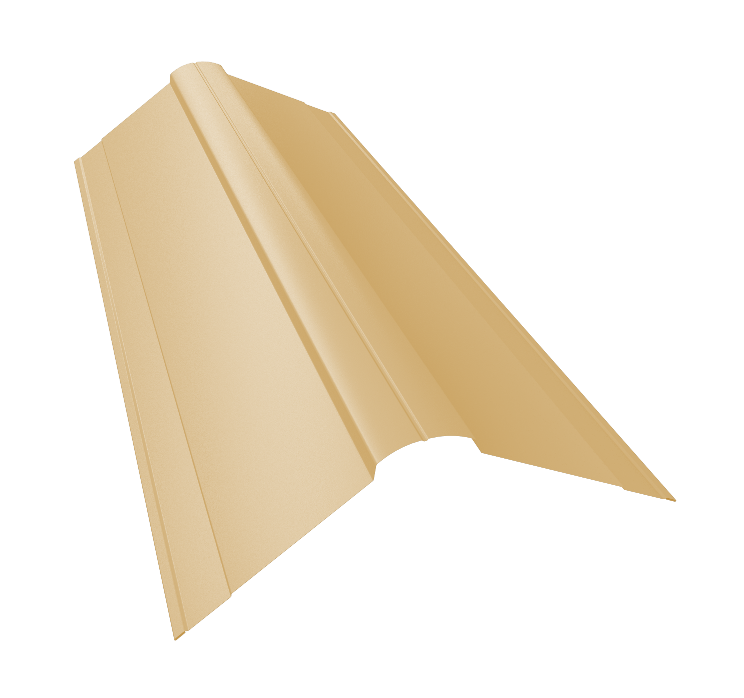 Планка конька фигурного 150x150 0,45 PE lite с пленкой RAL 1014 слоновая кость (2м)