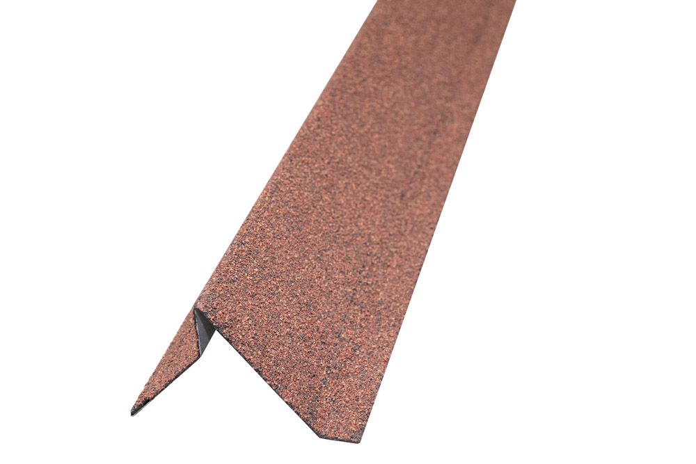 Планка ветровая Grand Line c базальтовой крошкой для мягкой кровли 60х30х90 Фартук S5 красная 1,25м