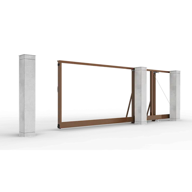 Коричневые автоматические откатные ворота Prestige без заполнения 4 на 2 метра с приводом RTO-500